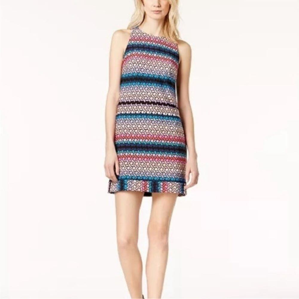 NWT Trina Turk Multicolor Geometric Print Dress Mini Casual Size 10‎